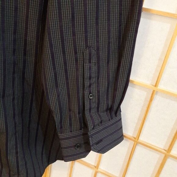 Pronto Uomo Gray & Purple Striped Shirt 2XT - Picture 5 of 6